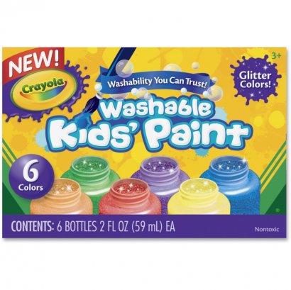 Crayola 6-color Glitter Washable Kids Paint 542400