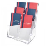 deflecto 6-Compartment DocuHolder, Leaflet Size, 9.63w x 6.25d x 12.63h, Clear DEF77401