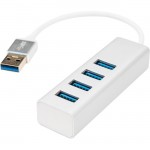 Rocstor 6 in Portable 4 Port SuperSpeed Mini USB 3.0 Hub - Aluminum Silver Y10A216-S1