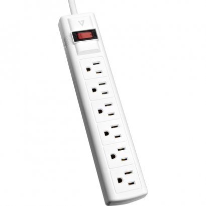 V7 6-Outlet Surge Protector, 8 ft cord, 900 Joules - White SA0608W-9N6