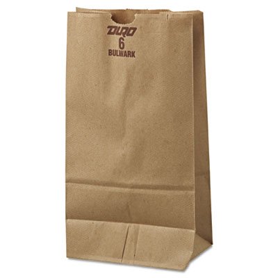 30906 #6 Paper Grocery Bag, 50lb Kraft, Extra-Heavy-Duty 6 x 3 5/8 x 11 1/16, 500