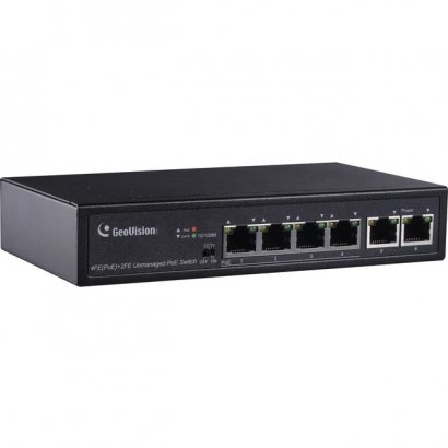 GeoVision 6-Port 10/100 Mbps Unmanaged PoE Switch with 4-Port PoE GV-APOE0400