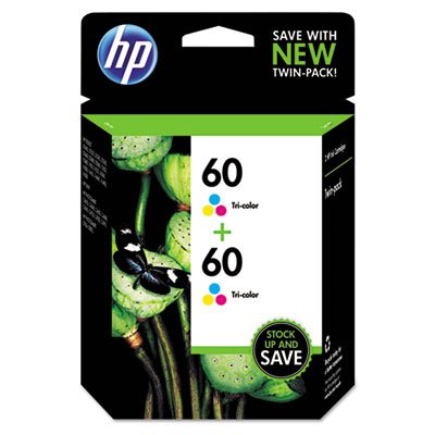 HP 60, 2-pack Tri-color Original Ink Cartridges HEWCZ072FN