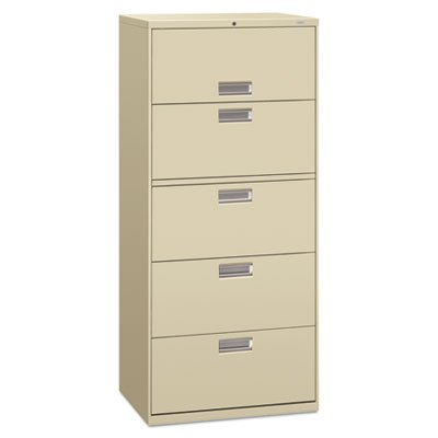 HON 600 Series Five-Drawer Lateral File, 30w x 19-1/4d, Putty HON675LL