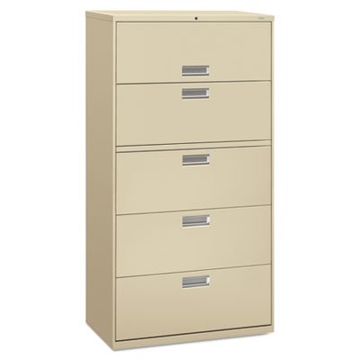 HON 600 Series Five-Drawer Lateral File, 36w x 19-1/4d, Putty HON685LL
