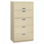 HON 600 Series Five-Drawer Lateral File, 36w x 19-1/4d, Putty HON685LL