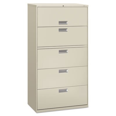 HON 600 Series Five-Drawer Lateral File, 36w x 19-1/4d, Light Gray HON685LQ