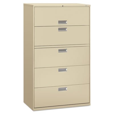 HON 600 Series Five-Drawer Lateral File, 42w x 19-1/4d, Putty HON695LL