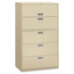 HON 600 Series Five-Drawer Lateral File, 42w x 19-1/4d, Putty HON695LL