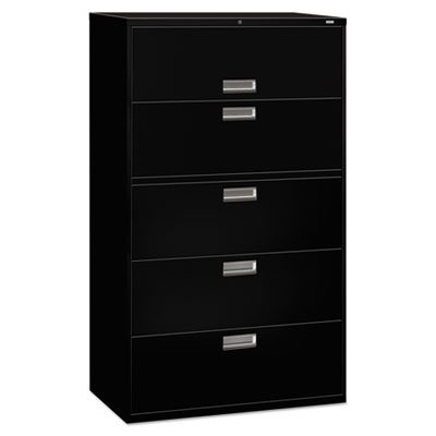 HON 600 Series Five-Drawer Lateral File, 42w x 19-1/4d, Black HON695LP