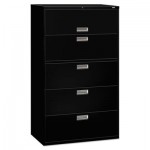 HON 600 Series Five-Drawer Lateral File, 42w x 19-1/4d, Black HON695LP