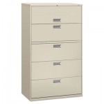 HON 600 Series Five-Drawer Lateral File, 42w x 19-1/4d, Light Gray HON695LQ