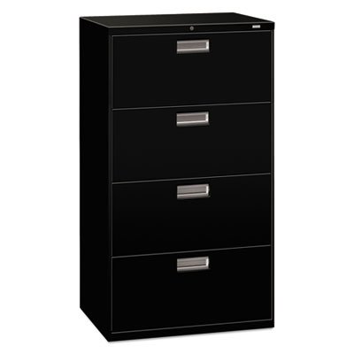 HON 600 Series Four-Drawer Lateral File, 30w x 19-1/4d, Black HON674LP