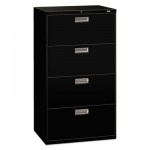HON 600 Series Four-Drawer Lateral File, 30w x 19-1/4d, Black HON674LP
