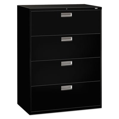 HON 600 Series Four-Drawer Lateral File, 42w x 19-1/4d, Black HON694LP