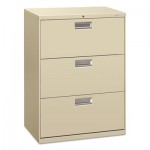 HON 600 Series Three-Drawer Lateral File, 30w x 19-1/4d, Putty HON673LL