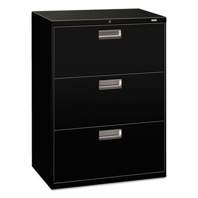 HON 600 Series Three-Drawer Lateral File, 30w x 19-1/4d, Black HON673LP