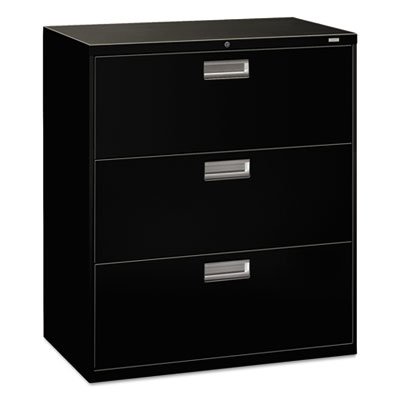 HON 600 Series Three-Drawer Lateral File, 36w x 19-1/4d, Black HON683LP