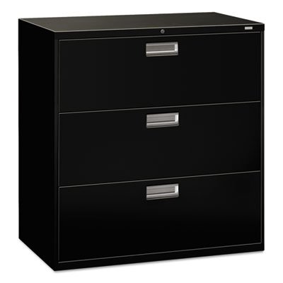 HON 600 Series Three-Drawer Lateral File, 42w x 19-1/4d, Black HON693LP