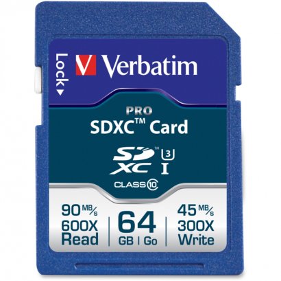 Verbatim 64GB Pro 600X SDXC Memory Card, UHS-1 Class 10 98670