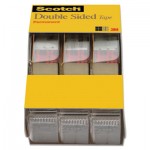 Scotch 665 Double-Sided Permanent Tape in Hand Dispenser, 1/2" x 250", Clear, 3/Pack MMM3136