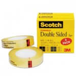 Scotch 665 Double-Sided Tape, 1/2" x 900", 1" Core, Clear, 2/Pack MMM6652PK