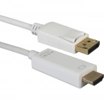 QVS 6ft DisplayPort to HDMI 4K Digital A/V White Cable DPHD-06W