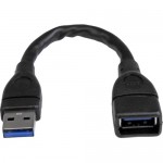 StarTech 6in Black USB 3.0 Extension Adapter Cable A to A - M/F USB3EXT6INBK