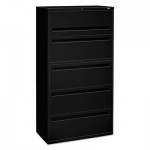 HON 700 Series Five-Drawer Lateral File w/Roll-Out & Posting Shelf, 36w, Black HON785LP