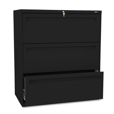 HON H783.L.P 700 Series Three-Drawer Lateral File, 36w x 18d x 39.13h, Black HON783LP