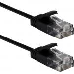 QVS 7ft Slim CAT6 Gigabit Ethernet Space Saver Black Patch Cord CC715S-07BK
