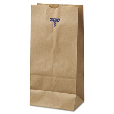 18408 #8 Paper Grocery Bag, 35lb Kraft, Standard 6 1/8 x 4 1/6 x 12 7/16, 500