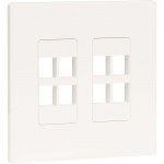 Tripp Lite 8-Port Keystone Double-Gang Faceplate, White, TAA N080-208