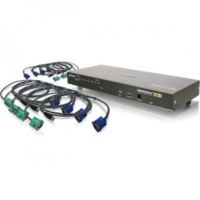 Iogear 8-Port USB PS/2 Combo VGA KVM Switch with USB KVM Cables GCS1808KITUTAA