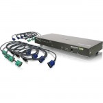 Iogear 8-Port USB PS/2 Combo VGA KVM Switch with USB KVM Cables GCS1808KITUTAA
