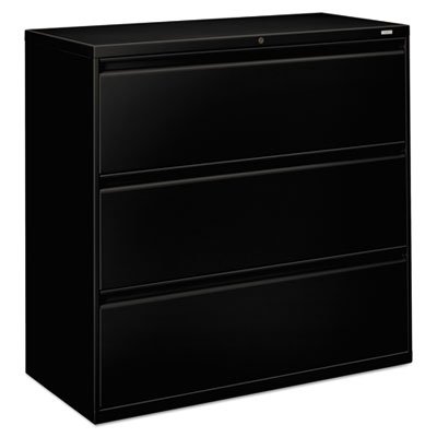 800 Series Three-Drawer Lateral File, 42w x 19-1/4d x 40-7/8h, Black HON893LP