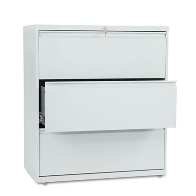 HON 800 Series Three-Drawer Lateral File, 36w x 19-1/4d x 40-7/8h, Light Gray HON883LQ