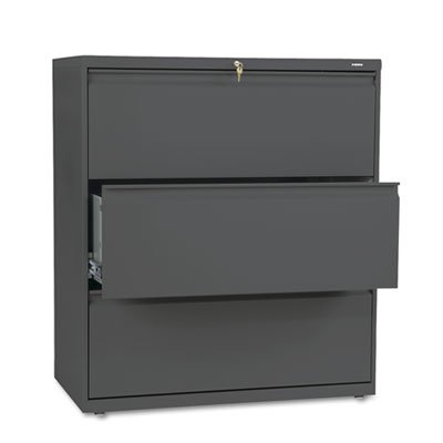 HON 800 Series Three-Drawer Lateral File, 36w x 19-1/4d x 40-7/8h, Charcoal HON883LS