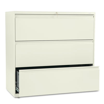 HON H893.L.L 800 Series Three-Drawer Lateral File, 42w x 19.25d x 40.88h, Putty HON893LL