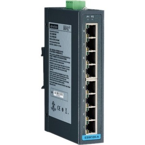 B+B SmartWorx 8FE Slim-type Unmanaged Industrial Ethernet Switch with Low Vac Power Input ESW108-A