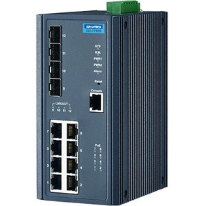 Advantech 8GE + 4SFP Port Managed PoE Ethernet Switch w/Wide Temp EKI-7712G-4FPI-AE