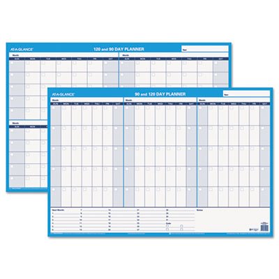 At-A-Glance 90/120-Day Undated Horizontal Erasable Wall Planner, 36 x 24, White/Blue AAGPM23928