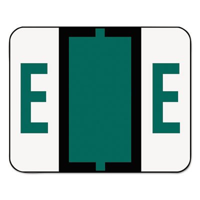 Smead A-Z Color-Coded Bar-Style End Tab Labels, Letter E, Dark Green, 500/Roll SMD67075