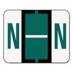 Smead A-Z Color-Coded Bar-Style End Tab Labels, Letter N, Dark Green, 500/Roll SMD67084