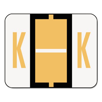 Smead A-Z Color-Coded Bar-Style End Tab Labels, Letter K, Light Orange, 500/Roll SMD67081