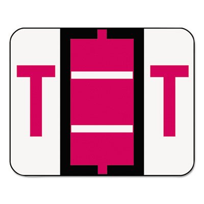 Smead A-Z Color-Coded Bar-Style End Tab Labels, Letter T, Red, 500/Roll SMD67090