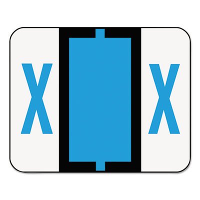 Smead A-Z Color-Coded Bar-Style End Tab Labels, Letter X, Blue, 500/Roll SMD67094