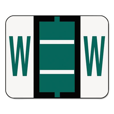 Smead A-Z Color-Coded Bar-Style End Tab Labels, Letter W, Dark Green, 500/Roll SMD67093