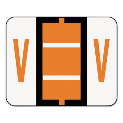 Smead A-Z Color-Coded Bar-Style End Tab Labels, Letter V, Dark Orange, 500/Roll SMD67092