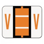 Smead A-Z Color-Coded Bar-Style End Tab Labels, Letter V, Dark Orange, 500/Roll SMD67092